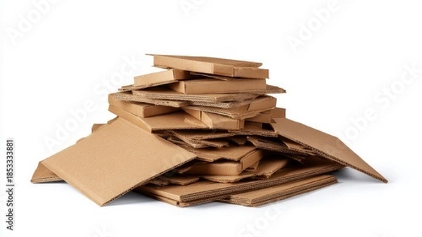 Obraz Stack of cardboard pieces on white background. Artificial intelligence image