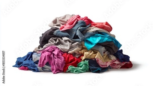 Obraz Vibrant stack of clothes on white background. Artificial intelligence image