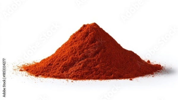 Obraz Bright red spice powder on white background. Artificial intelligence image