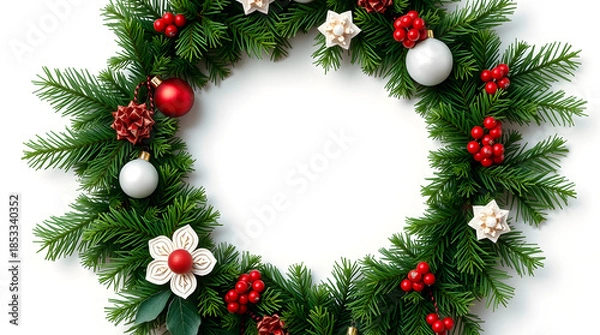 Obraz Christmas Wreath Flat Lay