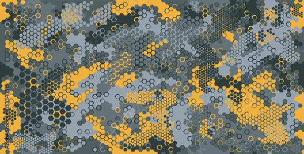 Obraz seamless camouflage pattern with orange grey black colors