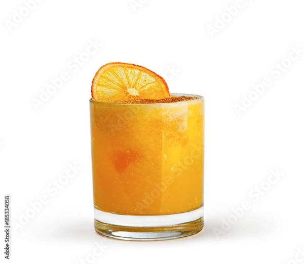 Obraz A bright and sunny cocktail on a white background. The best choose for a drink menu and advertising
