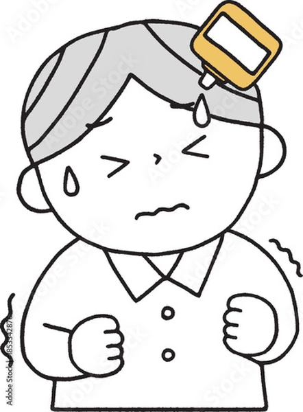 Fototapeta 目薬を指すのが怖い男の子単色