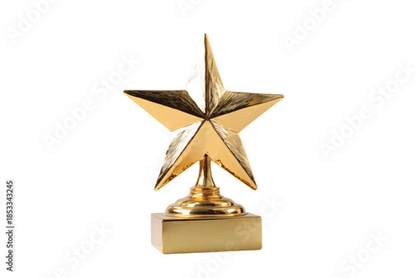 Obraz Golden Star Trophy on White Background
