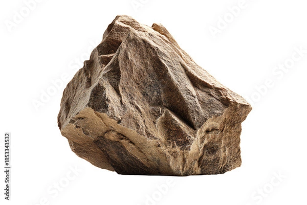 Obraz Isolated Rough Brown Stone on White Background