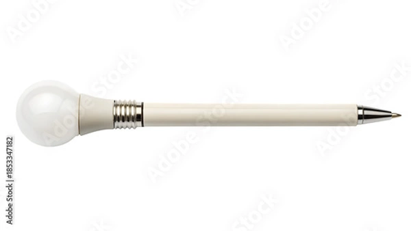 Obraz A pen with a creative light bulb is isolated on a white background