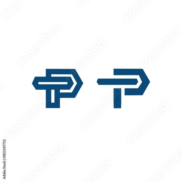 Obraz TP or PT Initial Monogram Logo Design