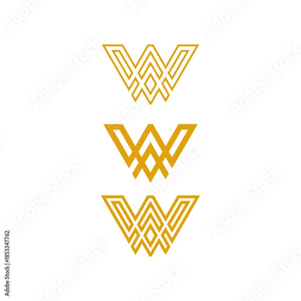 Obraz AW or WA Initial Monogram Logo Variations