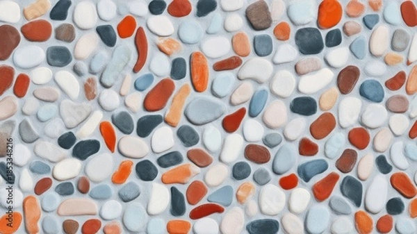 Obraz Multicolored pebbles pattern on abstract surface. AI generated