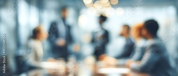 Obraz Blurred view of business people in meeting room collaboration concept