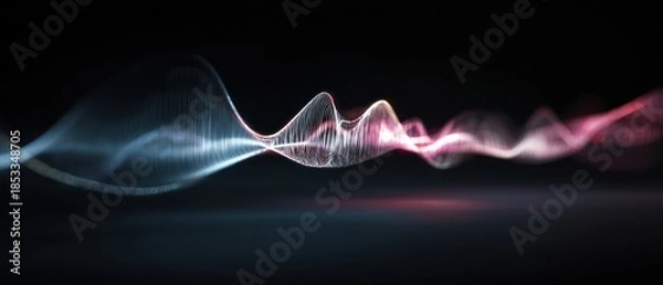 Obraz Abstract flowing wave of data with a glowing visual effect against a dark background