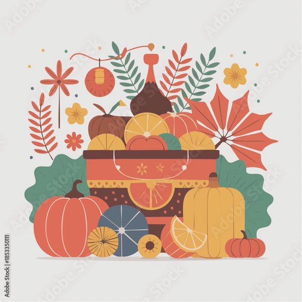 Obraz Autumn festival vector pack with decorative elements