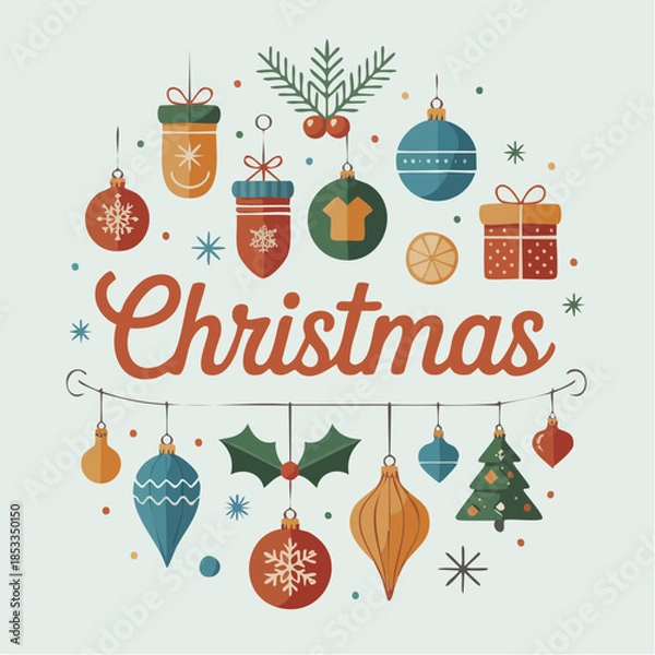 Obraz Christmas vector bundle with festive icons and decorations