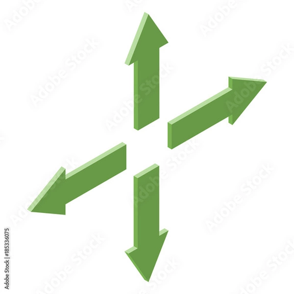 Fototapeta Set of blue isometric arrows, minimal style, direction concept, vector