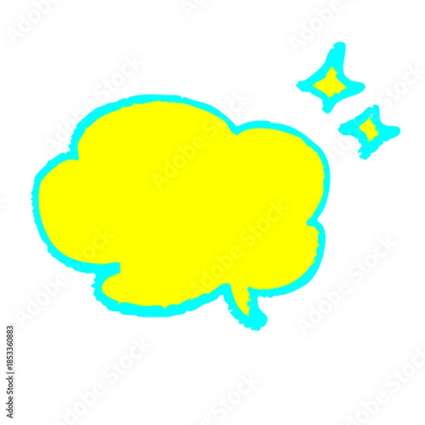 Fototapeta 蛍光カラーの手描きクレヨン吹き出し ビジネス向け強調フレーム素材