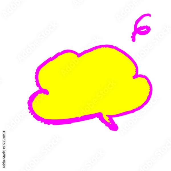 Obraz 蛍光カラーのクレヨン風手描き吹き出しイラスト　ガサガサ線がかわいいコメント用フレーム素材