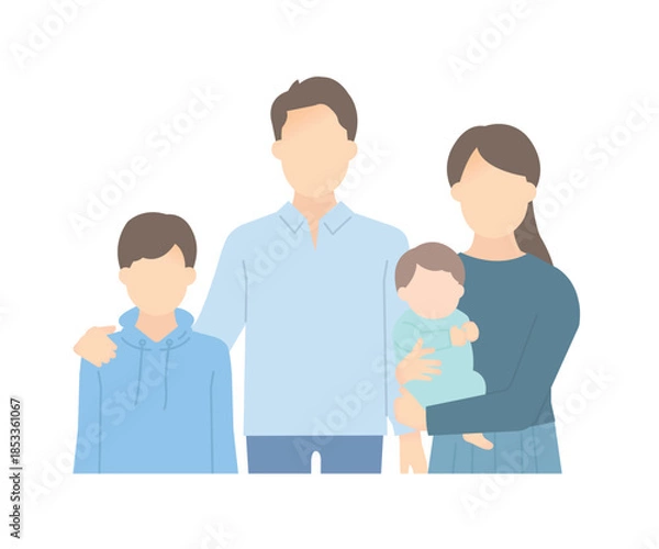 Fototapeta 家族のイラストベクター素材（2世代4人）