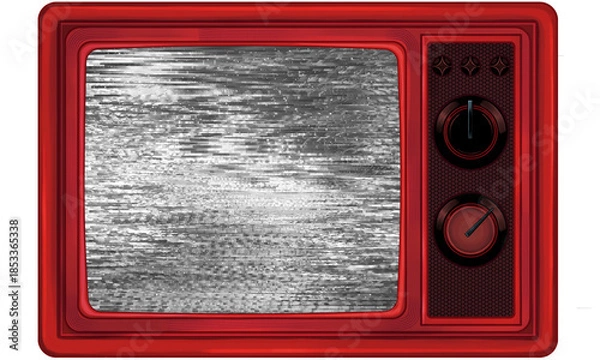 Obraz vintage TV on red background★レトロなブラウン管テレビの砂嵐画面の背景壁紙