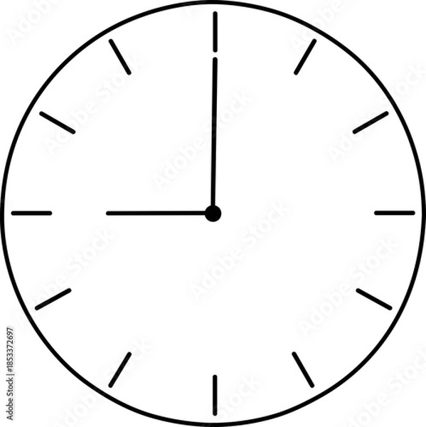 Obraz Minimal Clock Icon Showing 9 O’Clock