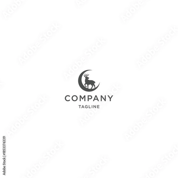 Obraz Moon deer logo design template