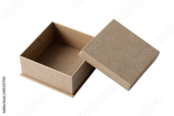 Obraz Open Brown Paper Box on White Background