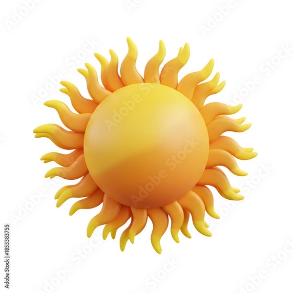 Obraz Stylized sun icon 3d rendered isolated on transparent background