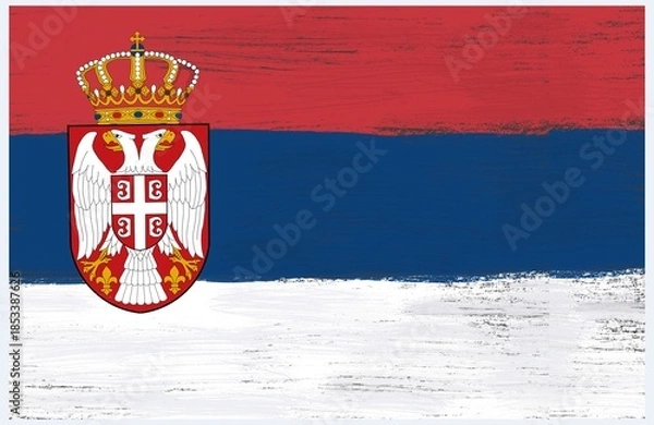 Obraz  serbian flag with paint strokes