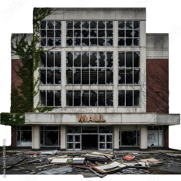 Obraz Abandoned Mall Facade isolated on transparent background
