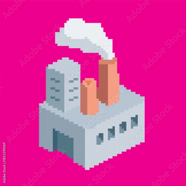 Obraz Factory icon pixel art, illustration on isolated background.