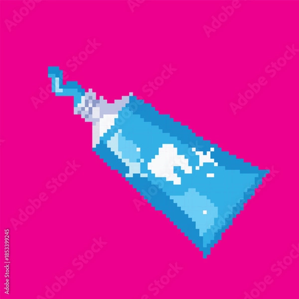 Obraz Toothpaste pixel art, illustration on isolated background.