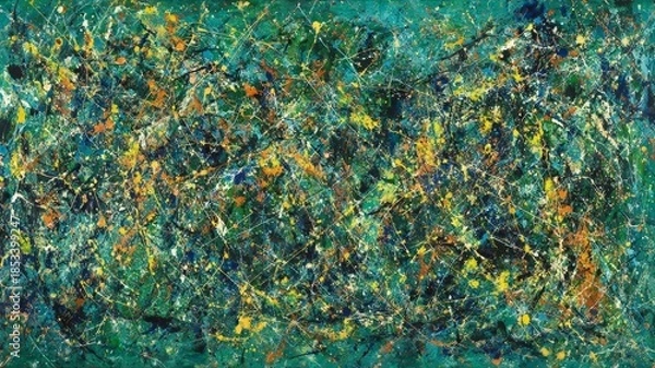 Obraz Energetic brushwork dynamic abstract paint splatter. AI generated