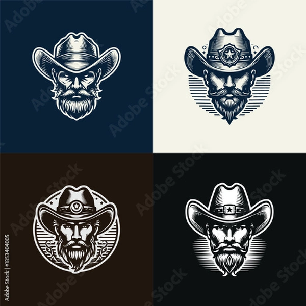 Fototapeta Cowboy Head Logo Vector