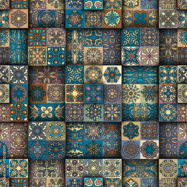Fototapeta Seamless pattern. Vintage decorative elements. Hand drawn background. Islam, Arabic, Indian, ottoman motifs. Perfect for printing on fabric or paper.