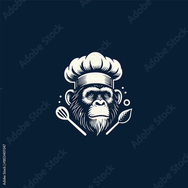 Fototapeta Chef Monkey Logo Vector
