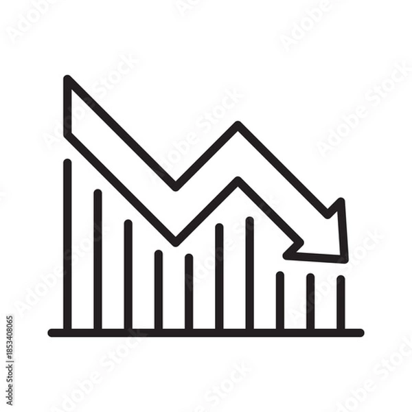 Obraz Decrease growth chart icon vector design template illustration in trendy style