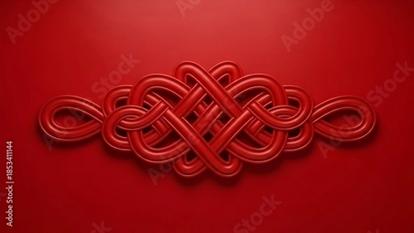 Obraz Red ribbon folded into an elegant loop isolated on a white background
