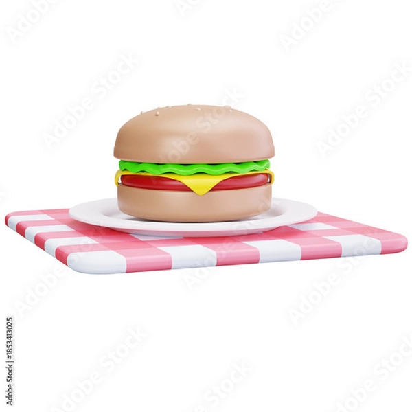 Obraz Burger Picnic Meal Plate