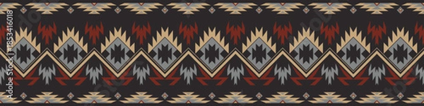 Obraz Seamless geometric border pattern, Aztec frame.