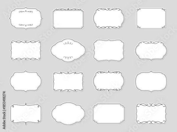 Obraz Editable line simple vintage frame sticker set