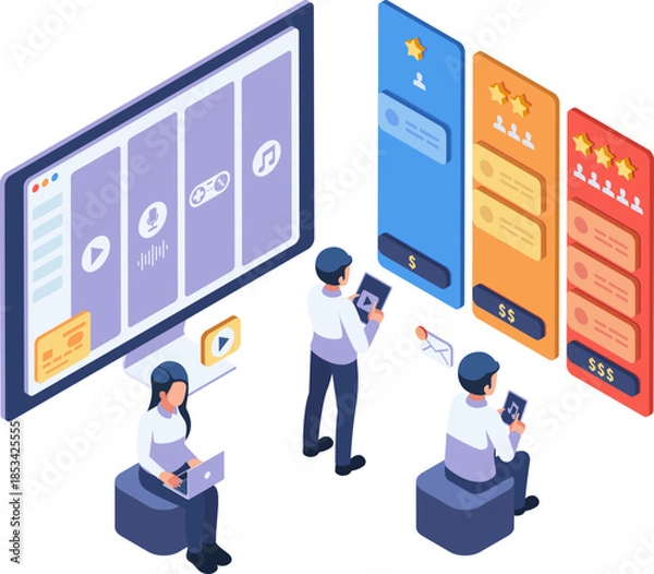 Obraz Isometric User Choosing Digital Subscription Plans