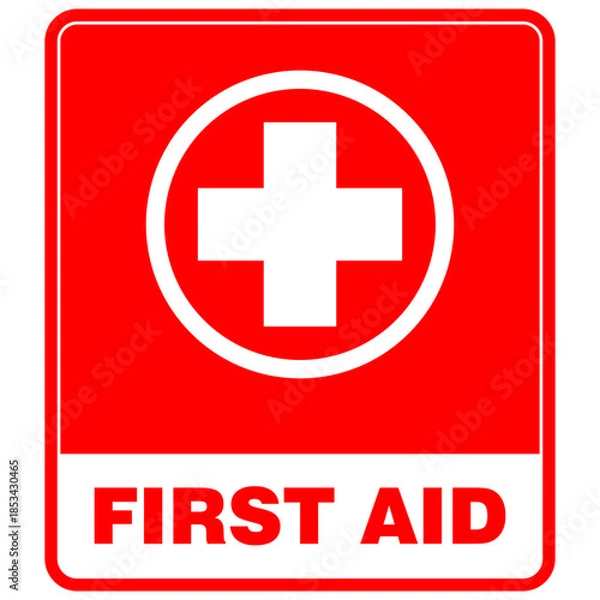 Obraz First Aid, red sticker vector