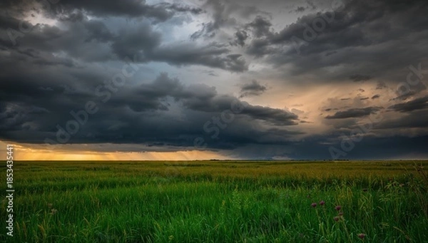 Obraz storm clouds over the field
