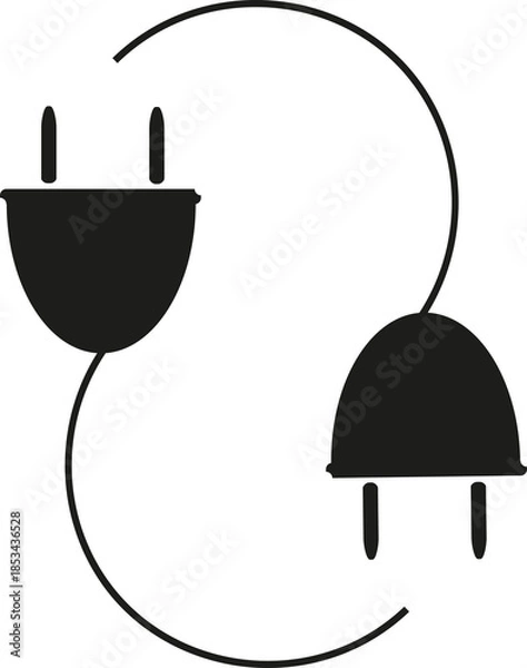 Obraz Minimalist electrical plug connection icon