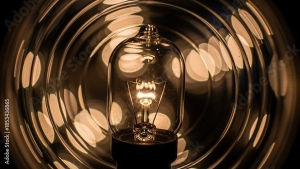 Obraz Glowing Light Bulb with Reflections.