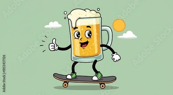 Fototapeta 爽快！スケボービールの休日