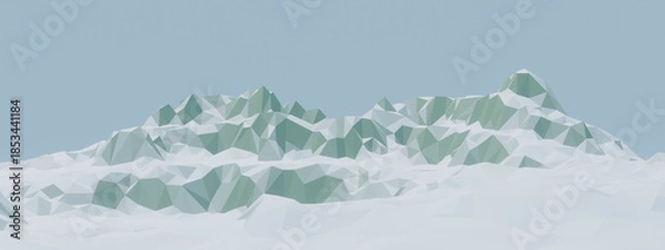 Obraz Low polygon ice mountain. Lowpoly winter landscape