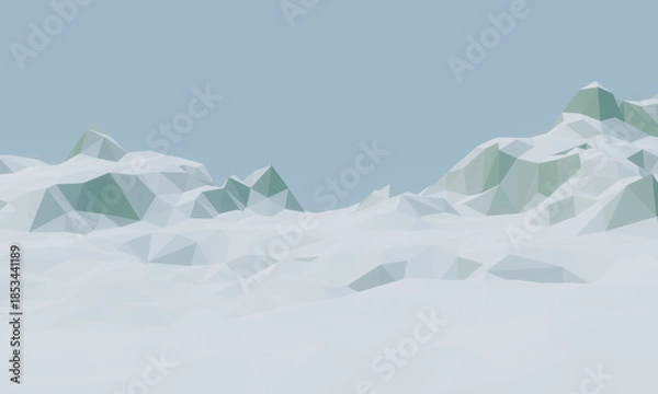 Obraz Low polygon ice mountain. Lowpoly winter landscape