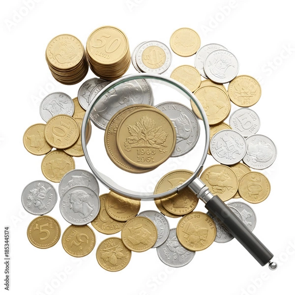 Fototapeta [Generative AI] 돋보기로 분석하는 자산과 금융 가치