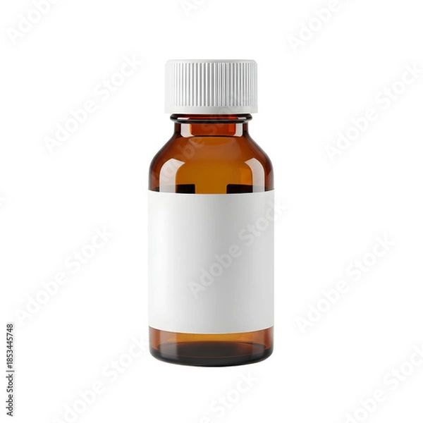 Fototapeta [Generative AI] 라벨 없는 흰색 약병 의료 용기
