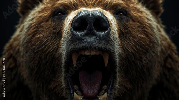 Obraz 怒るクマの顔アップ